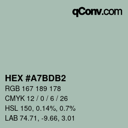 Color code: HEX #A7BDB2 | qconv.com