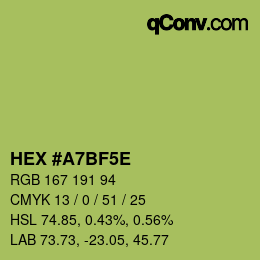Color code: HEX #A7BF5E | qconv.com