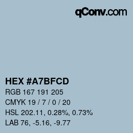 カラーコード: HEX #A7BFCD | qconv.com