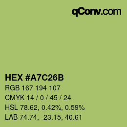 Farbcode: HEX #A7C26B | qconv.com