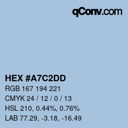 Farbcode: HEX #A7C2DD | qconv.com