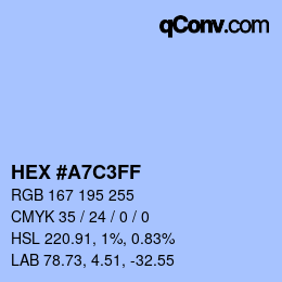 Farbcode: HEX #A7C3FF | qconv.com