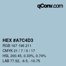Color code: HEX #A7C4D3 | qconv.com