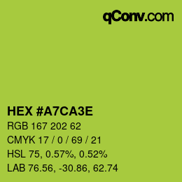 Color code: HEX #A7CA3E | qconv.com