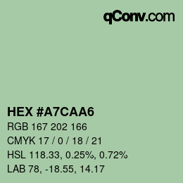 Color code: HEX #A7CAA6 | qconv.com