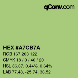 カラーコード: HEX #A7CB7A | qconv.com