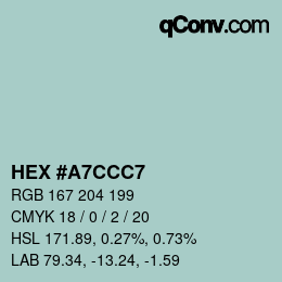 Color code: HEX #A7CCC7 | qconv.com