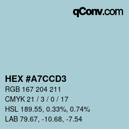 颜色代码: HEX #A7CCD3 | qconv.com