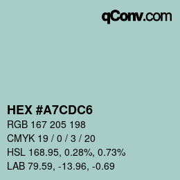 Color code: HEX #A7CDC6 | qconv.com