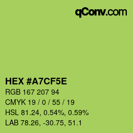 Color code: HEX #A7CF5E | qconv.com