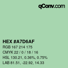 カラーコード: HEX #A7D6AF | qconv.com