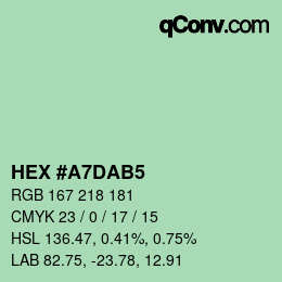 Color code: HEX #A7DAB5 | qconv.com