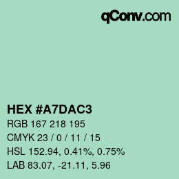 Color code: HEX #A7DAC3 | qconv.com