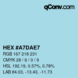 Código de color: HEX #A7DAE7 | qconv.com
