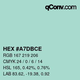 カラーコード: HEX #A7DBCE | qconv.com