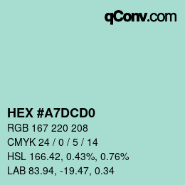 Color code: HEX #A7DCD0 | qconv.com