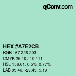 Código de color: HEX #A7E2CB | qconv.com