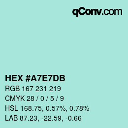 Color code: HEX #A7E7DB | qconv.com