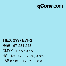 Color code: HEX #A7E7F3 | qconv.com