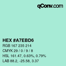 カラーコード: HEX #A7EBD6 | qconv.com