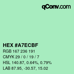 Color code: HEX #A7ECBF | qconv.com