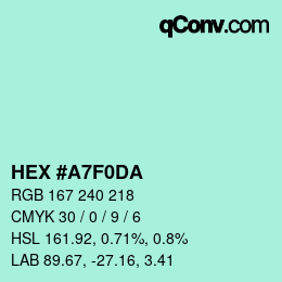 カラーコード: HEX #A7F0DA | qconv.com