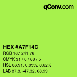 Color code: HEX #A7F14C | qconv.com