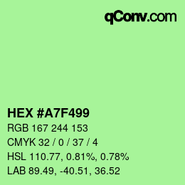 颜色代码: HEX #A7F499 | qconv.com