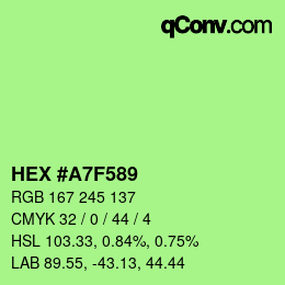 カラーコード: HEX #A7F589 | qconv.com