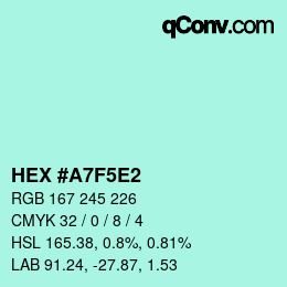 Color code: HEX #A7F5E2 | qconv.com