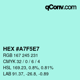 Color code: HEX #A7F5E7 | qconv.com