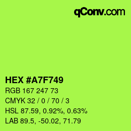 カラーコード: HEX #A7F749 | qconv.com