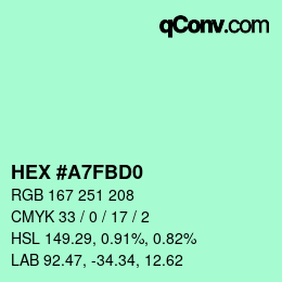 カラーコード: HEX #A7FBD0 | qconv.com