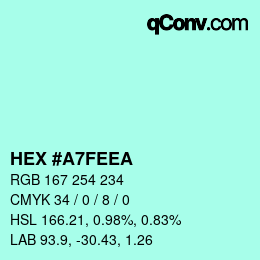 カラーコード: HEX #A7FEEA | qconv.com