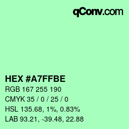 Color code: HEX #A7FFBE | qconv.com