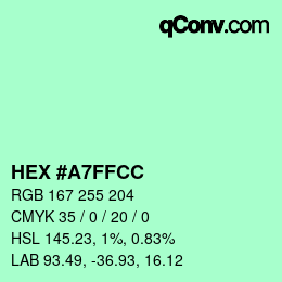 Color code: HEX #A7FFCC | qconv.com