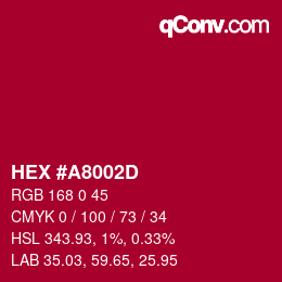 Color code: HEX #A8002D | qconv.com