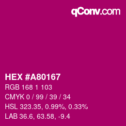 カラーコード: HEX #A80167 | qconv.com
