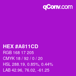 Code couleur: HEX #A811CD | qconv.com
