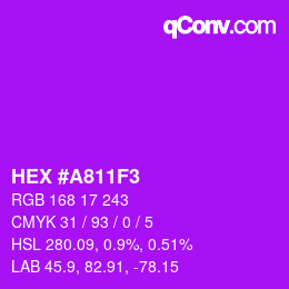 カラーコード: HEX #A811F3 | qconv.com