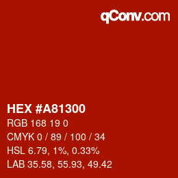 Color code: HEX #A81300 | qconv.com