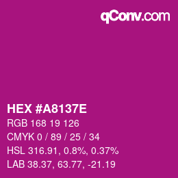 Color code: HEX #A8137E | qconv.com