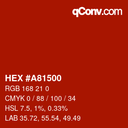 Color code: HEX #A81500 | qconv.com