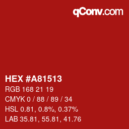 Color code: HEX #A81513 | qconv.com