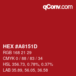 Color code: HEX #a8151d | qconv.com