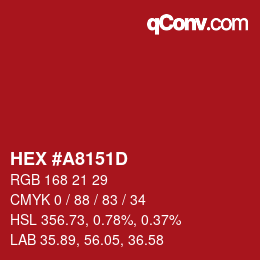 Color code: HEX #A8151D | qconv.com