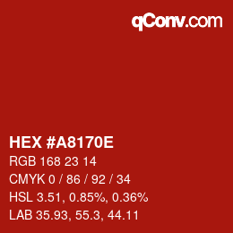 Color code: HEX #A8170E | qconv.com