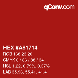 Color code: HEX #A81714 | qconv.com