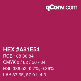 颜色代码: HEX #A81E54 | qconv.com