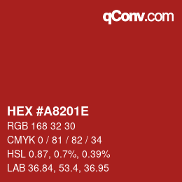 Color code: HEX #A8201E | qconv.com